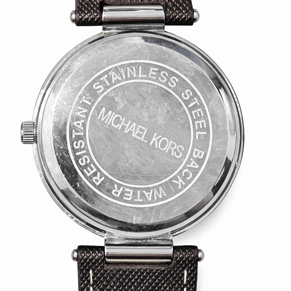 Michael Kors Crystal Logo Watch • MK Leather Strap • Needs Battery - Picture 4 of 8